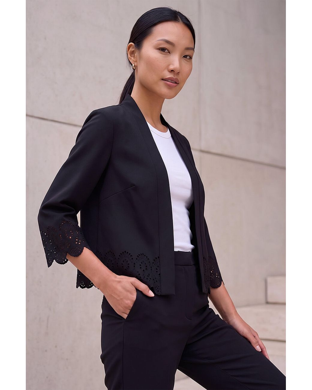 Roman Blue Crepe Cut Out Jacket