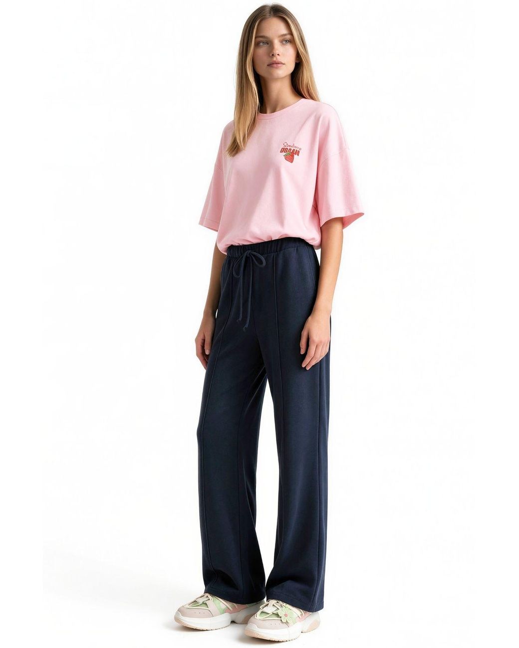 Busem Blue Modal Blend Straight-Leg Pants