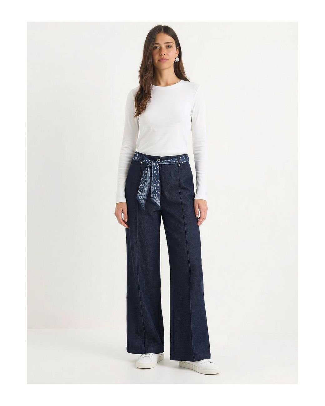 Bianco Lucci Blue Cotton Stretch Pants