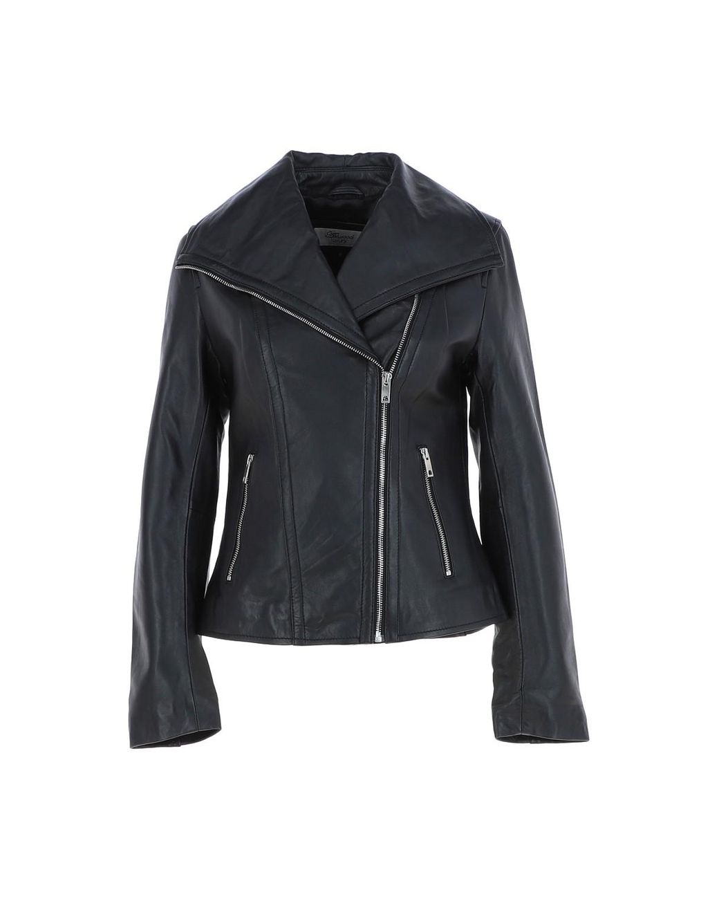 Ashwood Leather Black 'Isabella' Real Wide Collar Biker Jacket