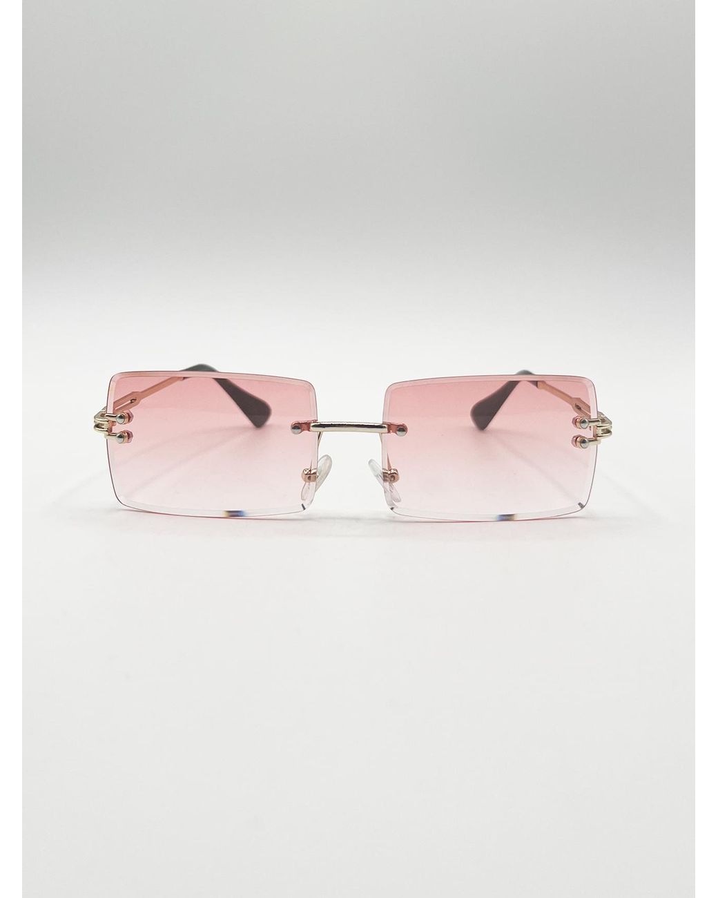 SVNX Pink Frameless Square Sunglasses