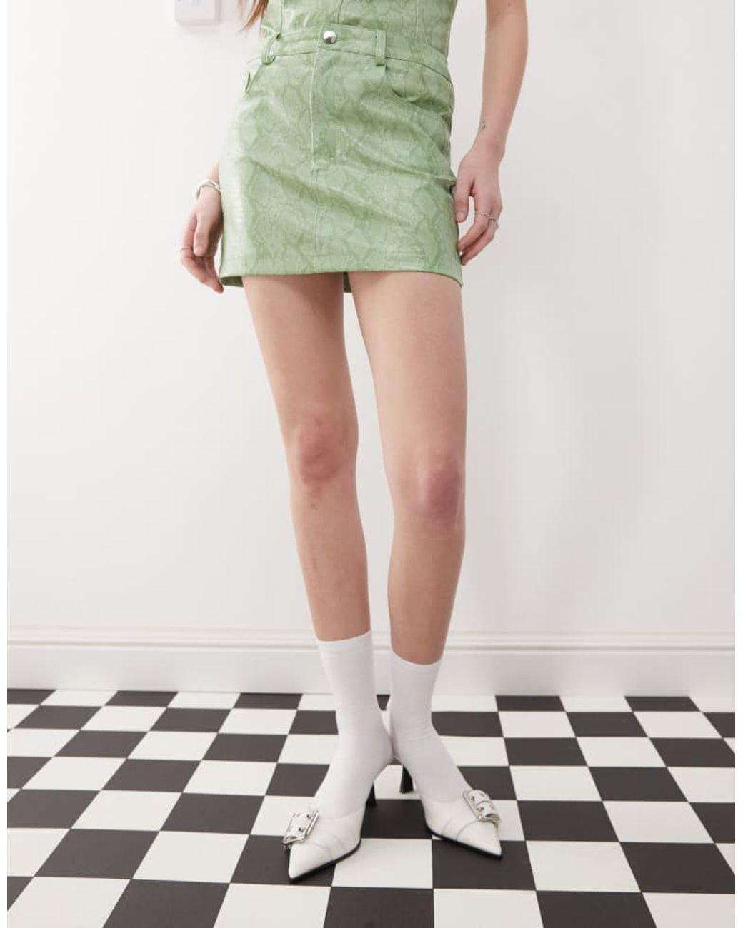 Amy Lynn Green Milena Faux Leather Mini Skirt Co-Ord