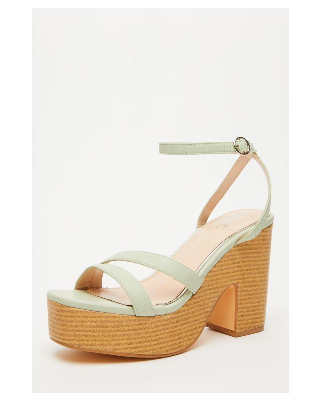 Quiz Sage Faux Leather Platform Heeled Sandals in White | Lyst UK
