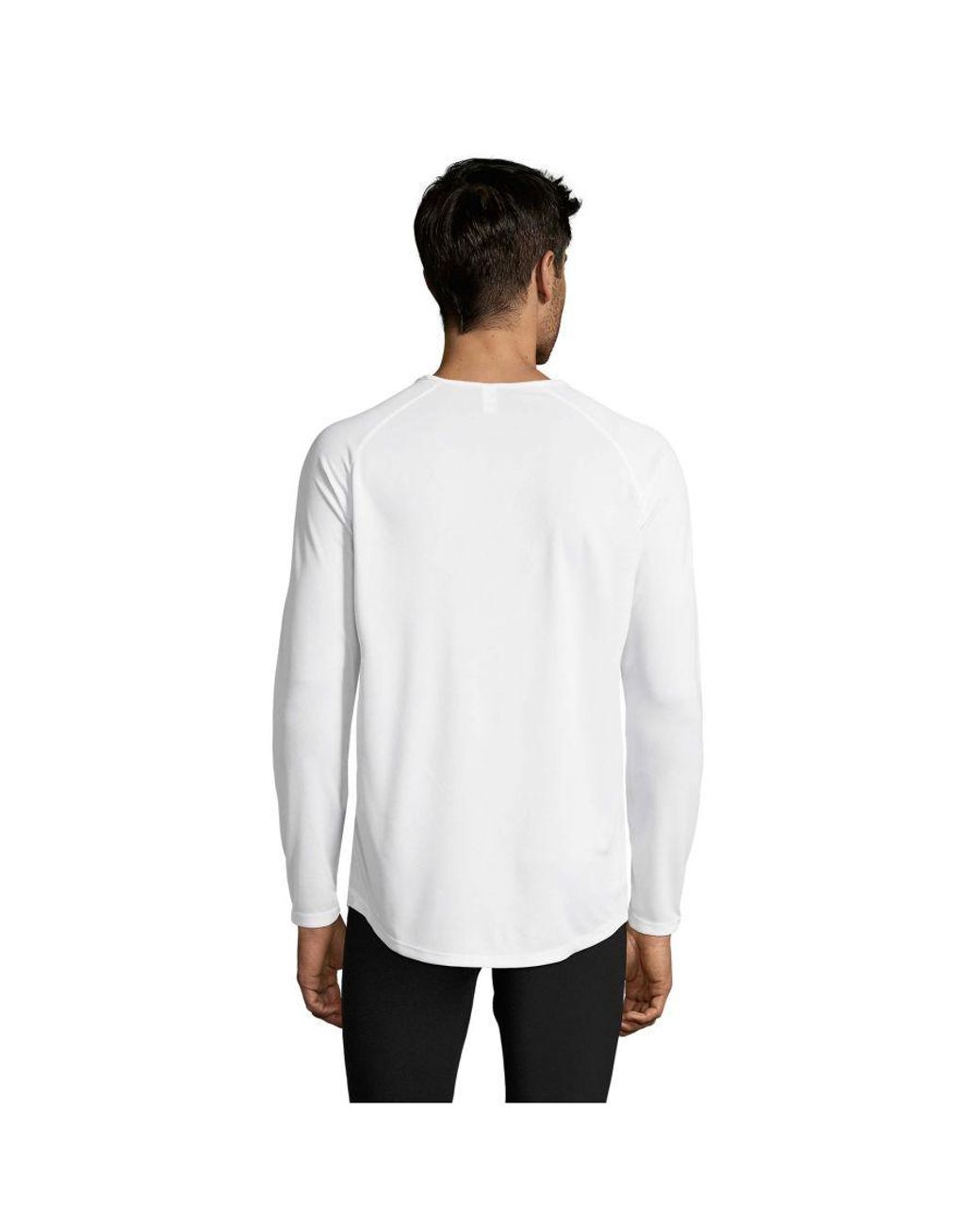 Sol's White Sporty Long Sleeve Performance T-Shirt for men