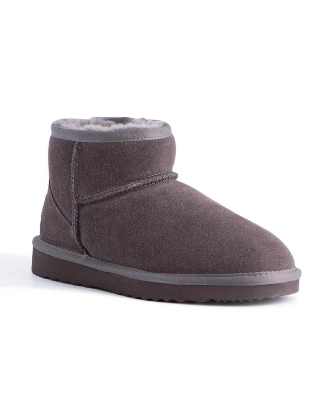 Aus Wooli Gray "Bondi" Australia Short Sheepskin Ankle Boot, Leather