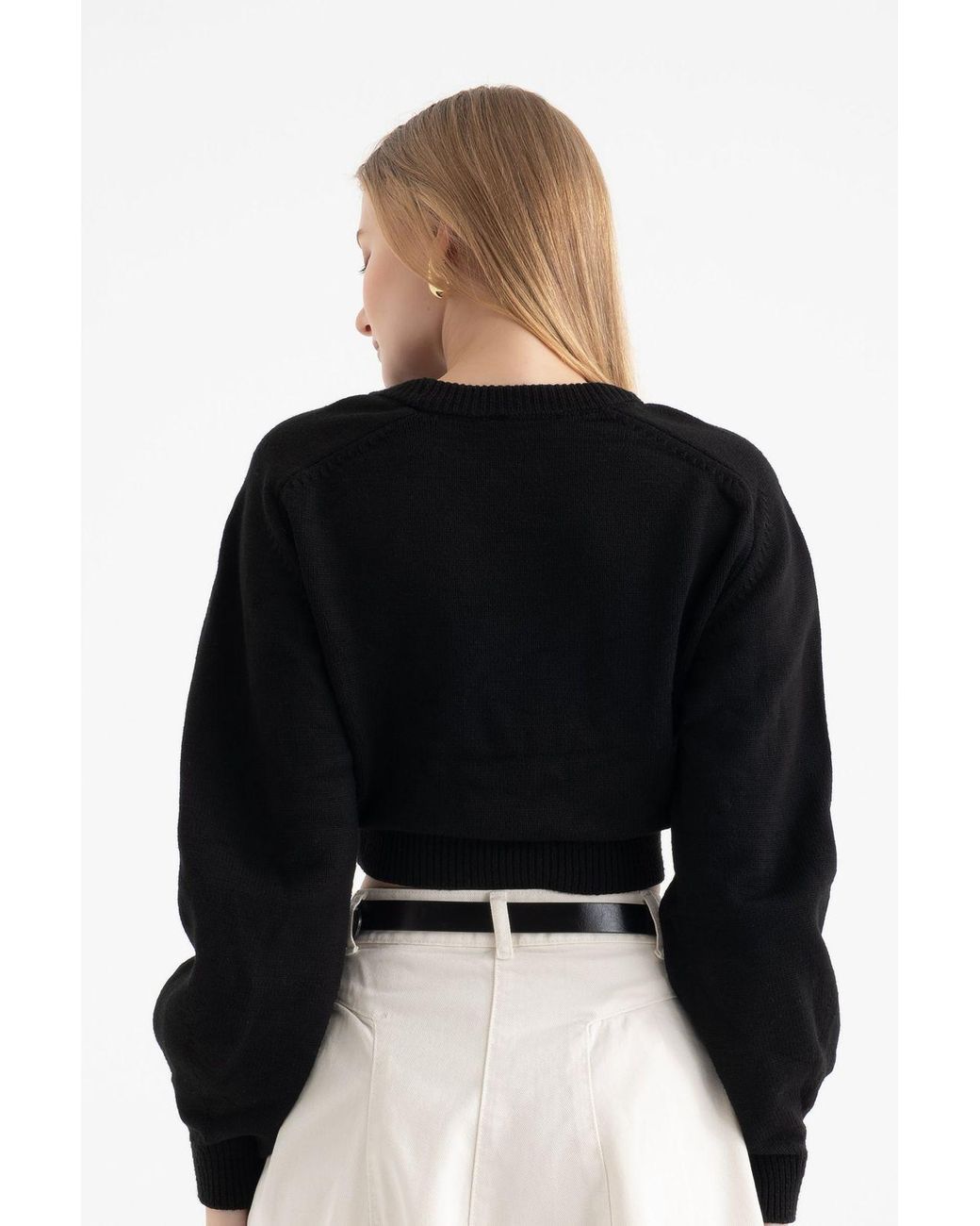 Hiccup Black Crew Neck Basic Sweater