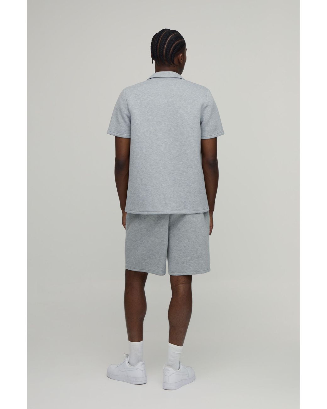 BoohooMAN Gray Relaxed Fit Bonded Scuba Mid Length Shorts for men