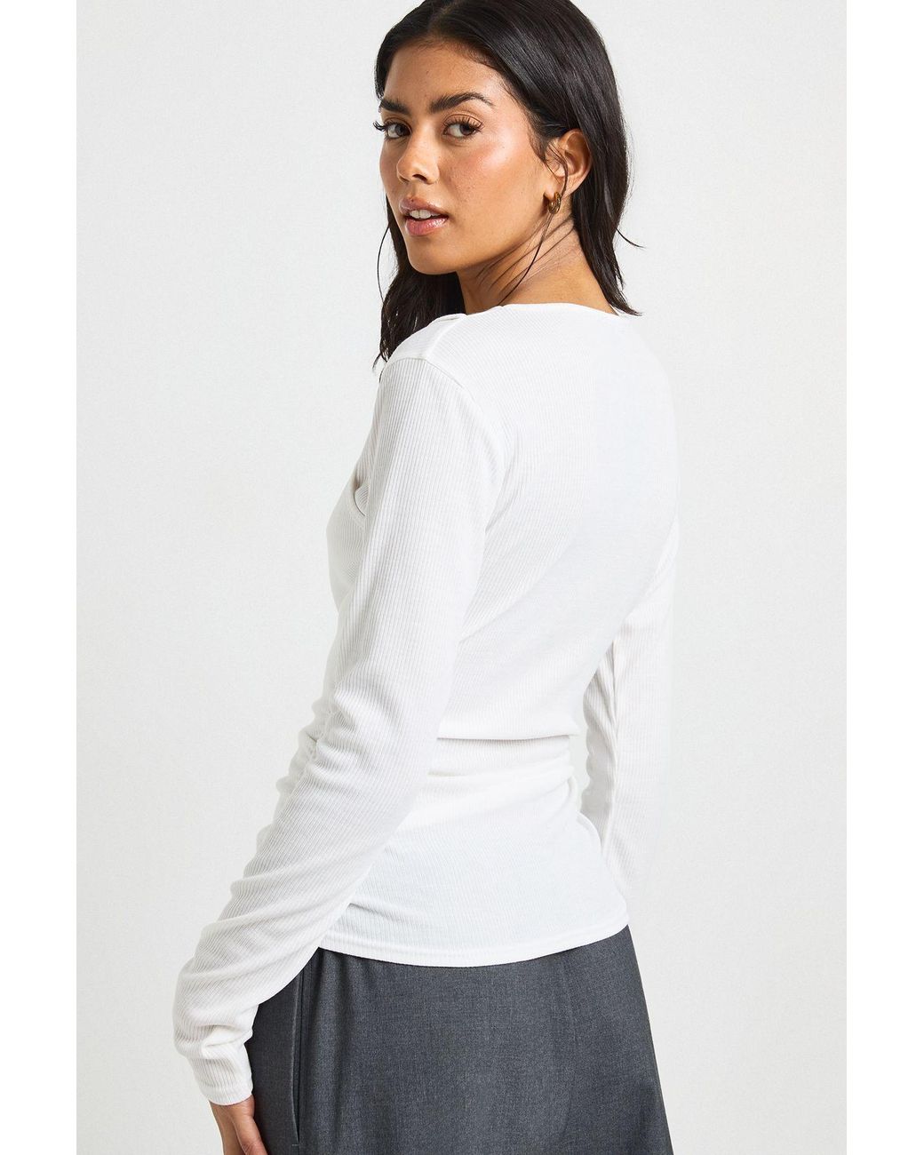 Boohoo White Vest Double Layer Long Sleeve Top