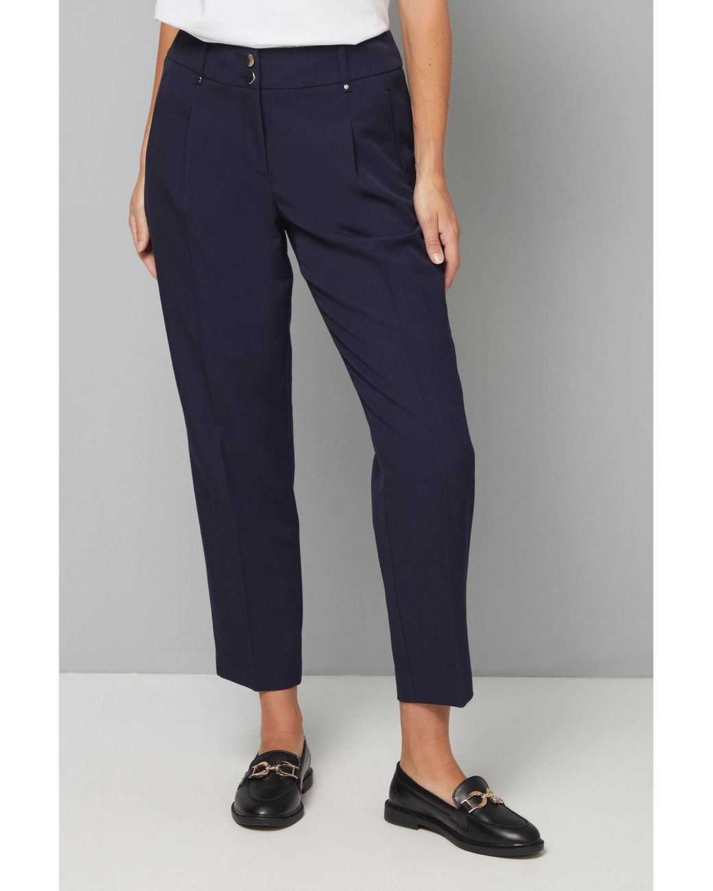 Wallis Blue Petite Smart Tapered Leg Trousers