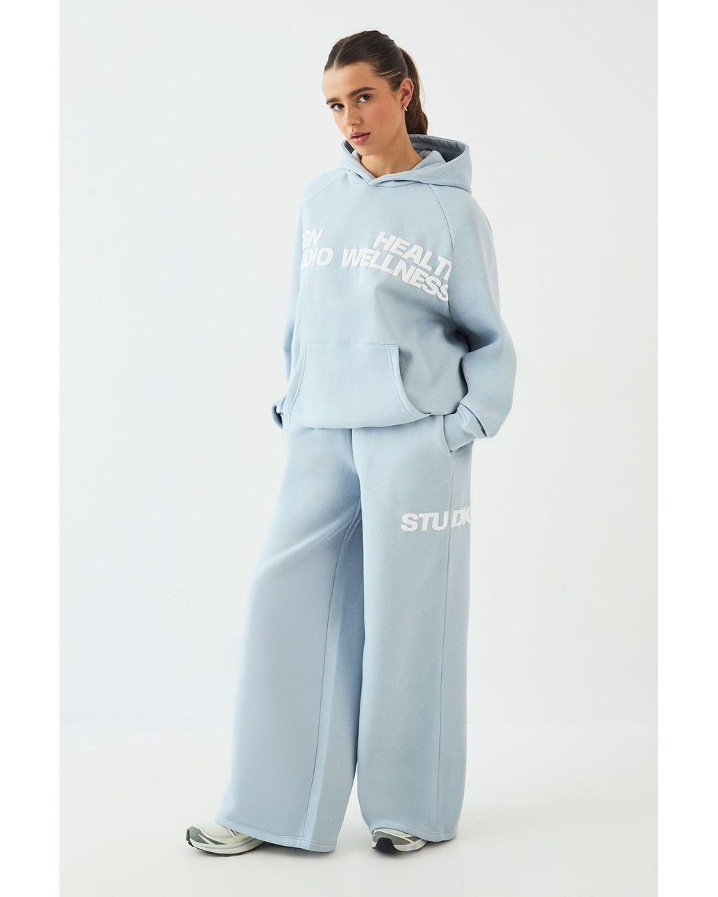 DSGN Studio Blue Health And Wellness Printed Hooded Tracksuit