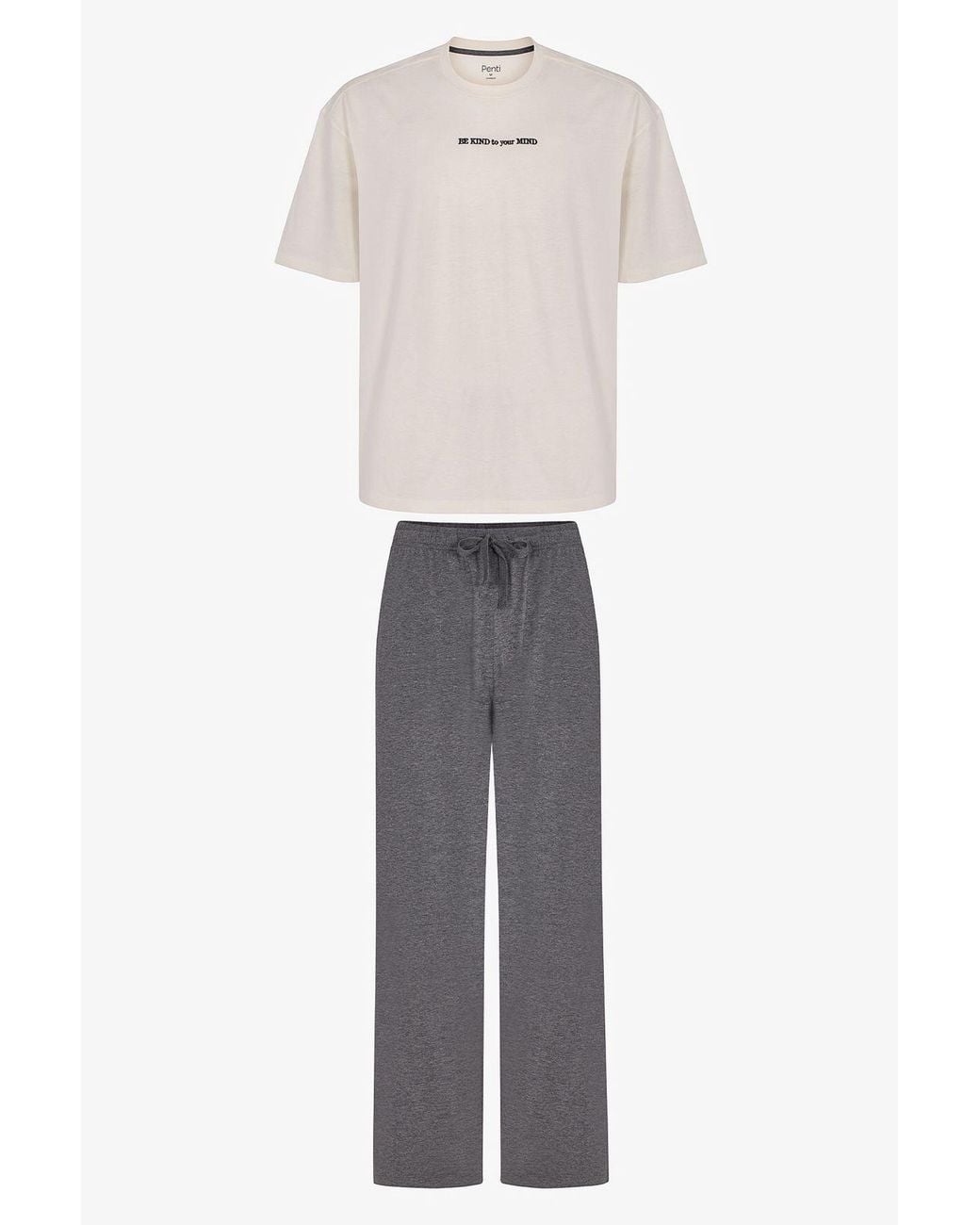 Penti White Modern Stone Oversized Short Sleeve Pajama Set for men