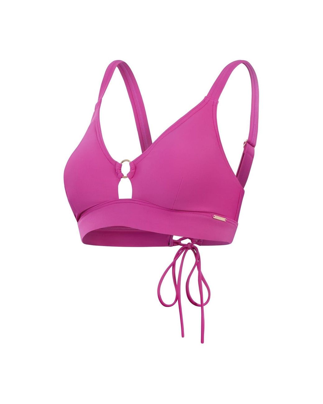 Speedo Pink Solid Patterned Keyhole Neck Bikini Top With Tie Back