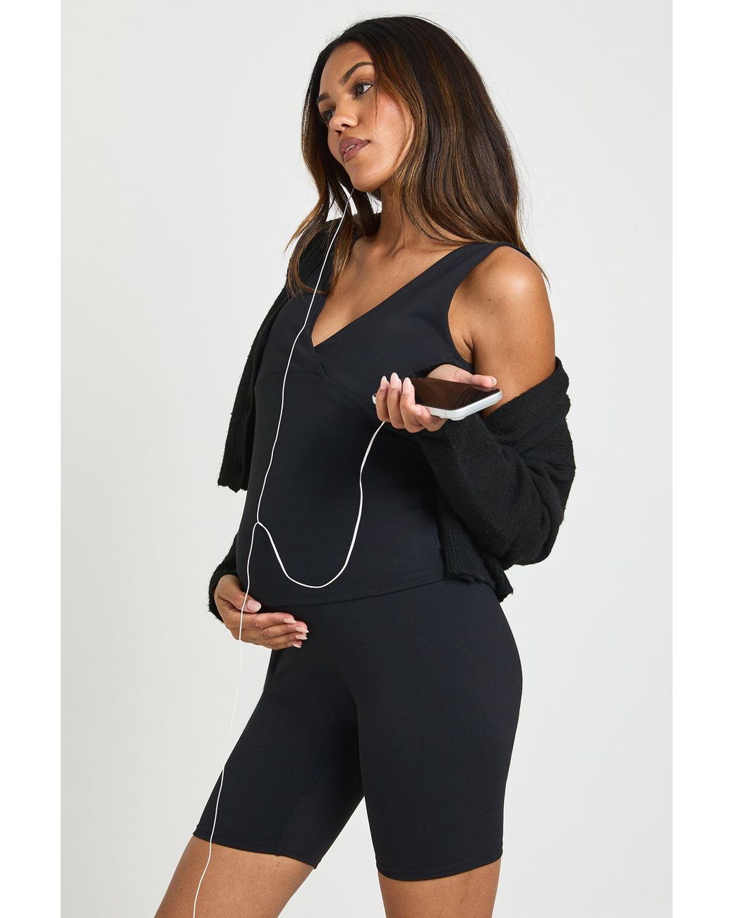 Boohoo Black Maternity Super Soft Sculpt Bump Support Short