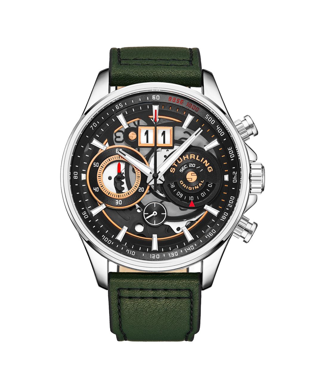 Stuhrling Gray And Ace Aviator Chronograph & Tachymeter Quartz 45Mm for men