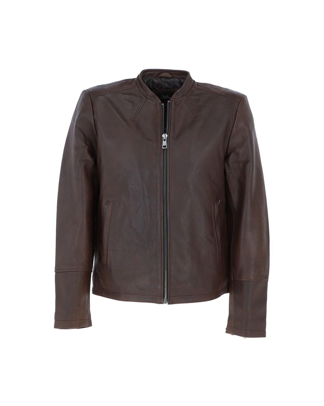 Ashwood Leather Brown 'Fons' Slim Fit Biker Jacket for men