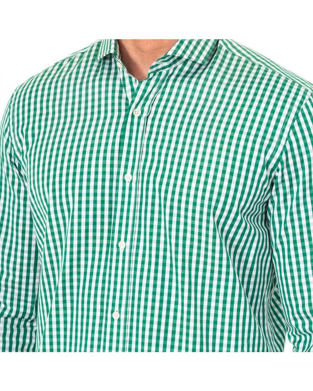 La Martina Green Long Sleeve Shirt With Lapel Collar Hmcj06 for men