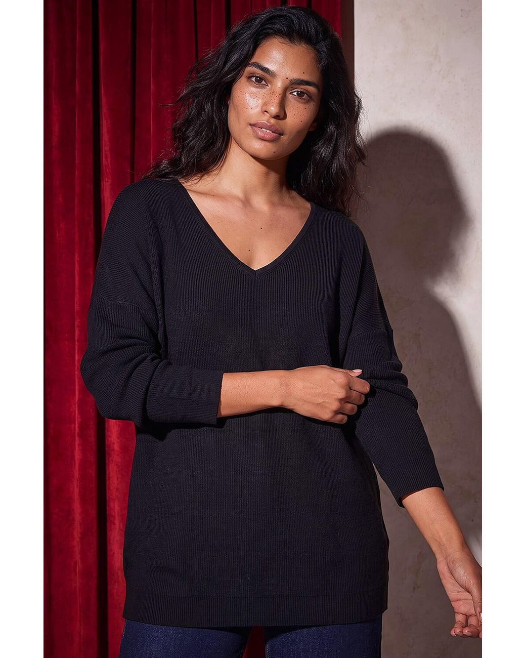 Roman Black Diamante Back Knit Jumper