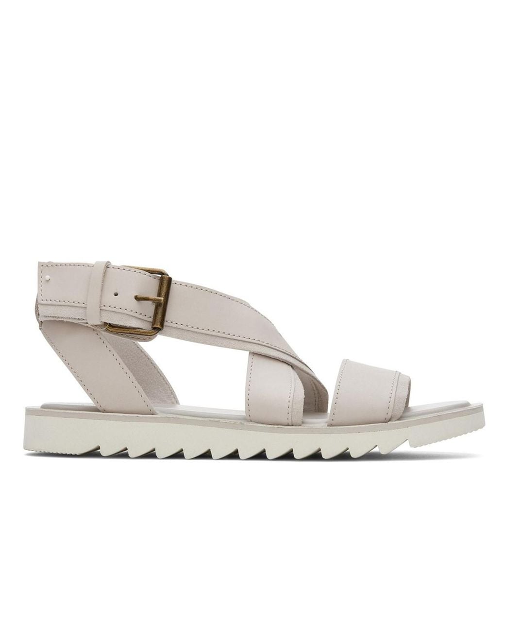 TOMS Black Sidney Tread Leather Sandals