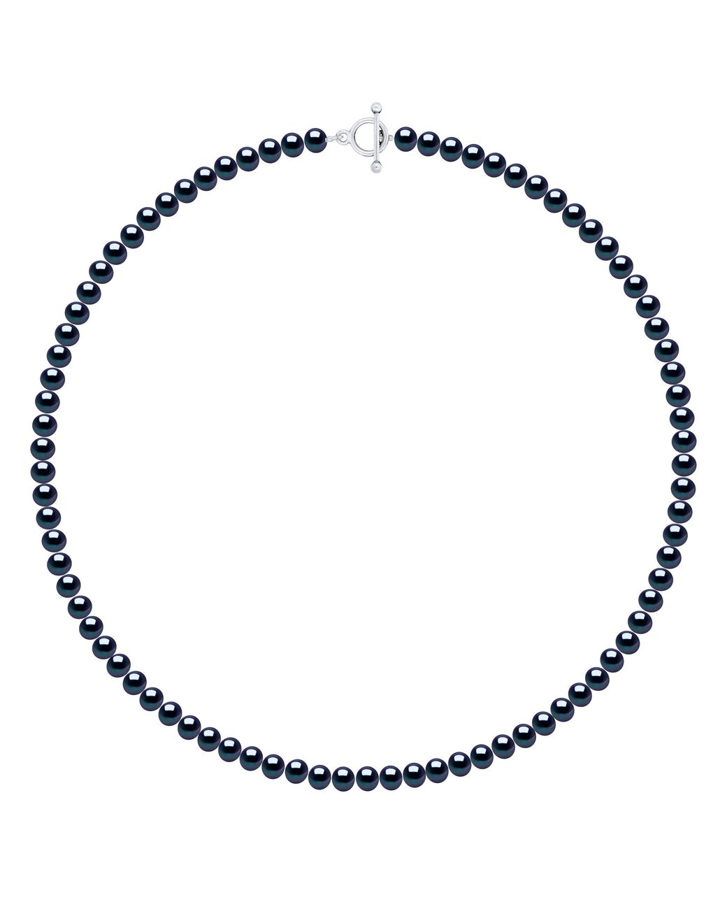 Ateliers Saint Germain Blue Necklace Of Real Cultured Freshwater Pearls And Semi Round 6-7 Mm