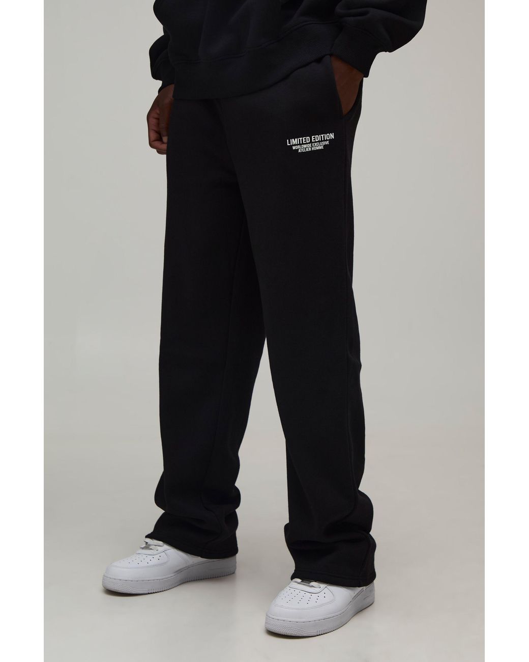 BoohooMAN Black Tall Straight Leg Limited Edition Washed Joggers for men