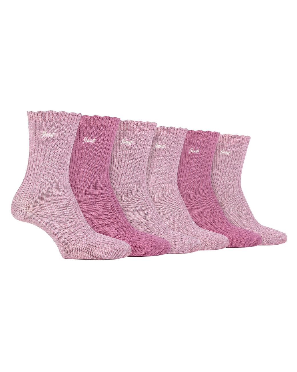 Jeep Pink Ladies 6 Pack Bamboo Boot Socks