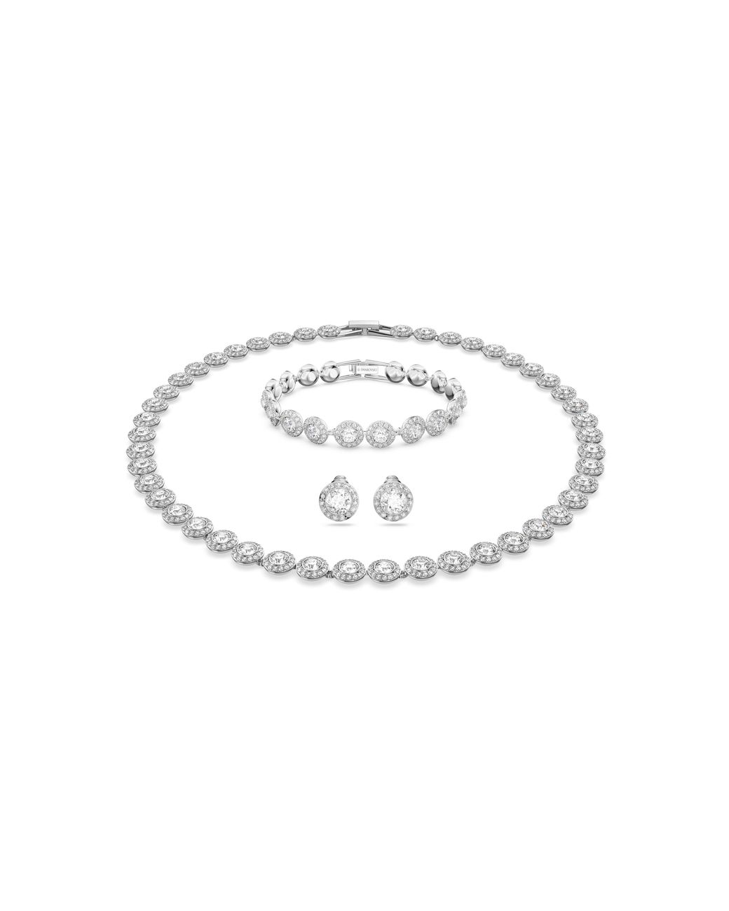 Swarovski White 'Angelic' Base Metal Set: Bracelet + Necklace