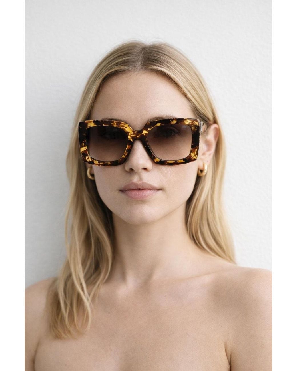 SVNX Natural Oversized Square Sunglasses