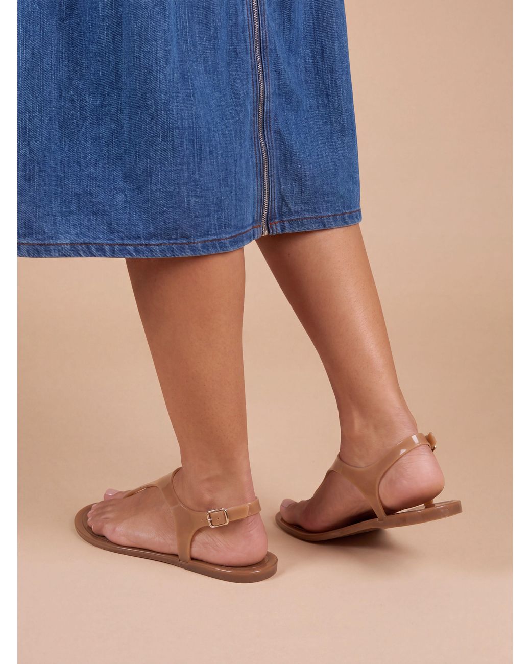 Oasis Blue Patricia Jelly Slingback Toe Post Flat Sandals
