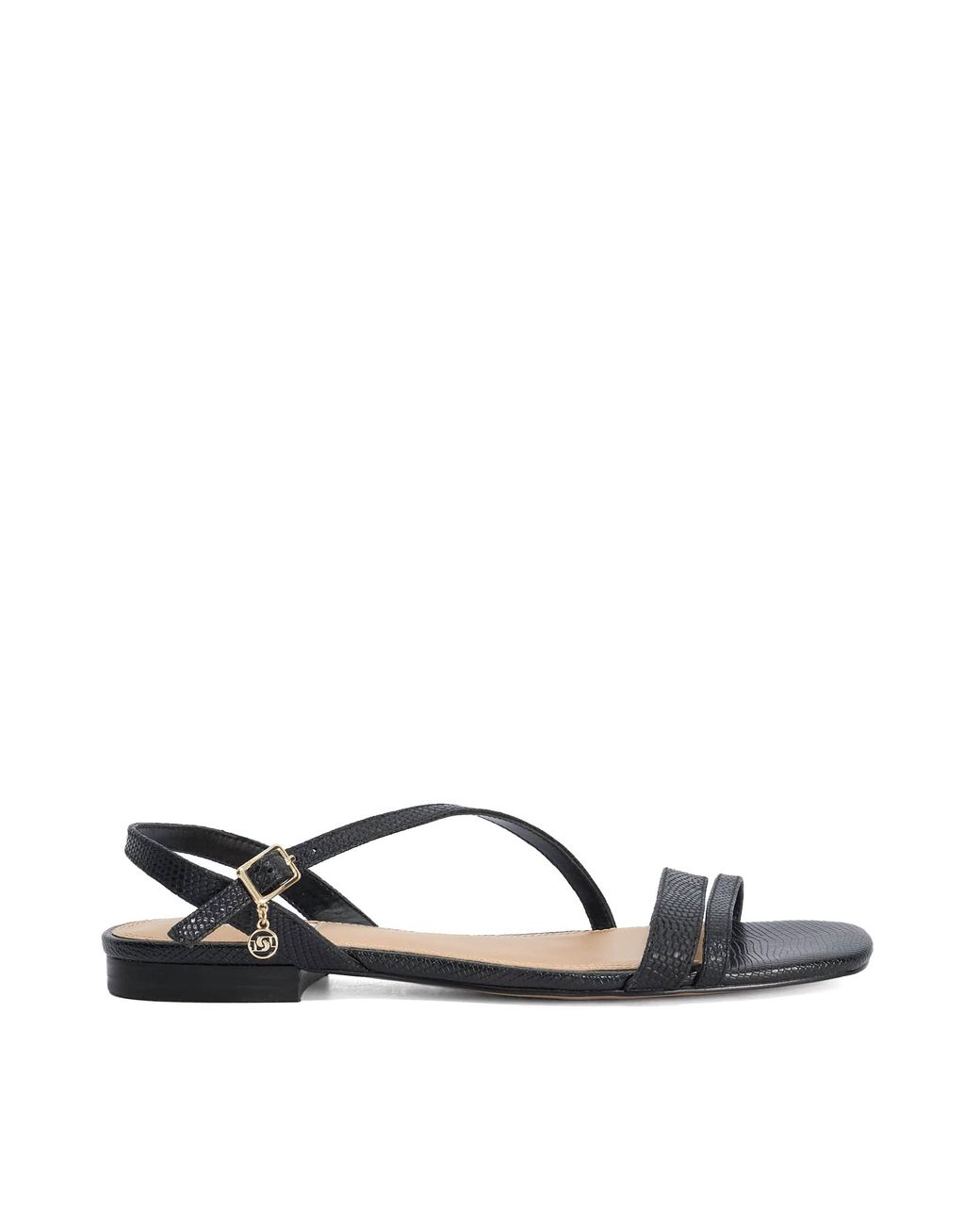 Dune Black Levon Flat Leather Sandals
