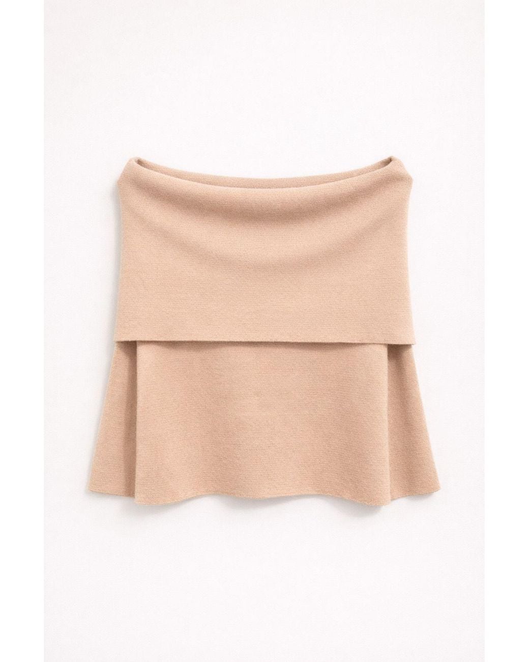 MixRay Natural Oversized Ribbed Knitwear Blouse With Madonna Collar