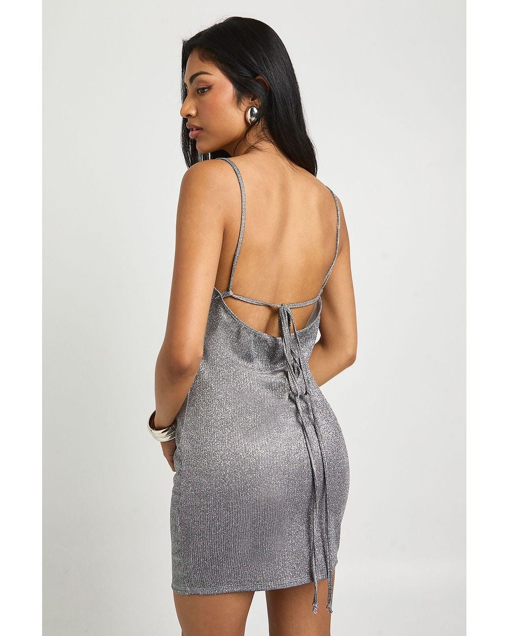 Boohoo Blue Cowl Neck Mini Dress