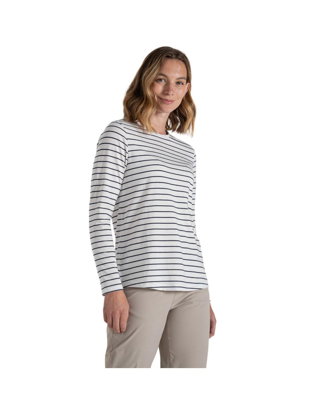 Craghoppers Blue Ladies Akona Stripe Nosilife Long-Sleeved T-Shirt