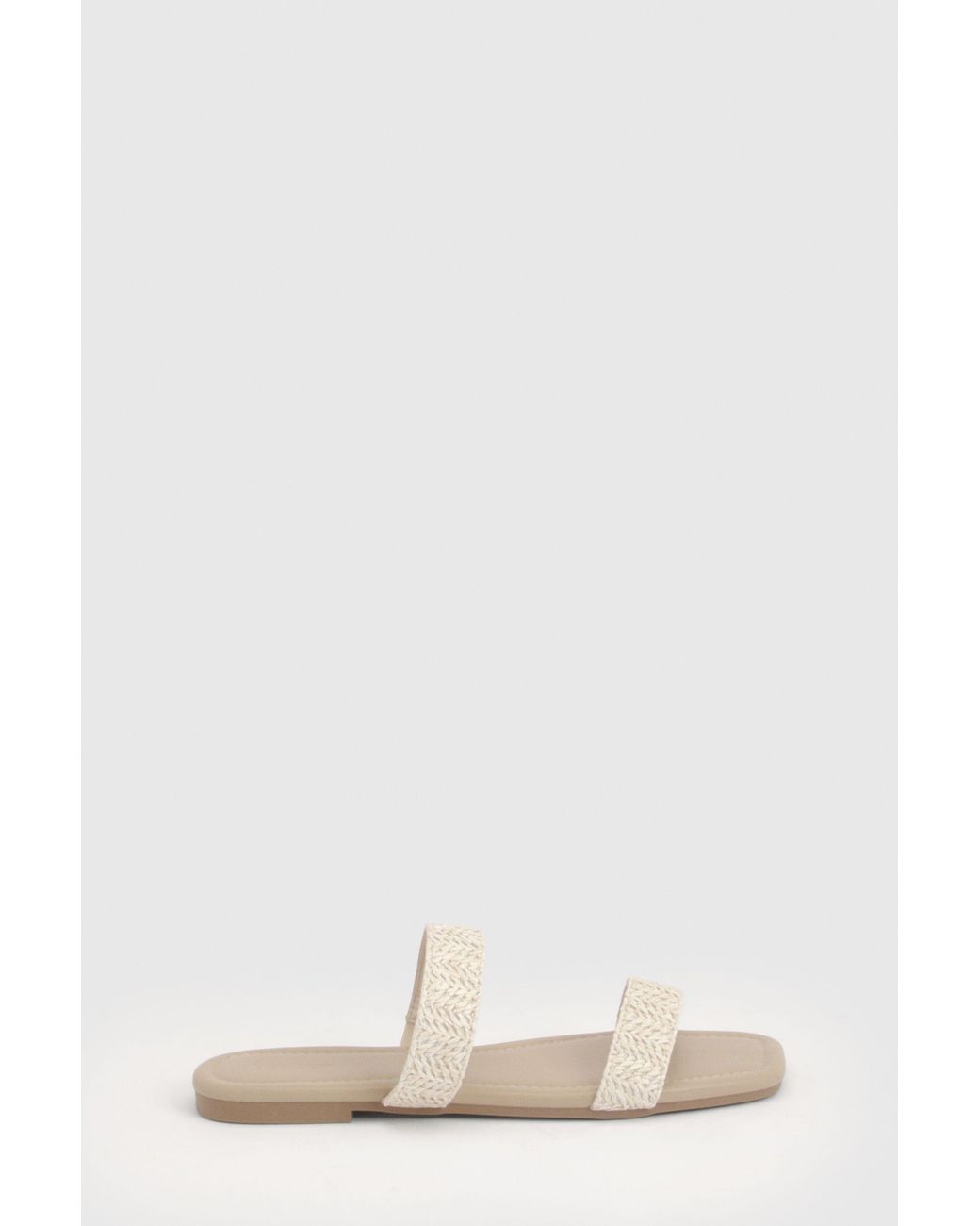 Boohoo Natural Crochet Double Strap Sliders