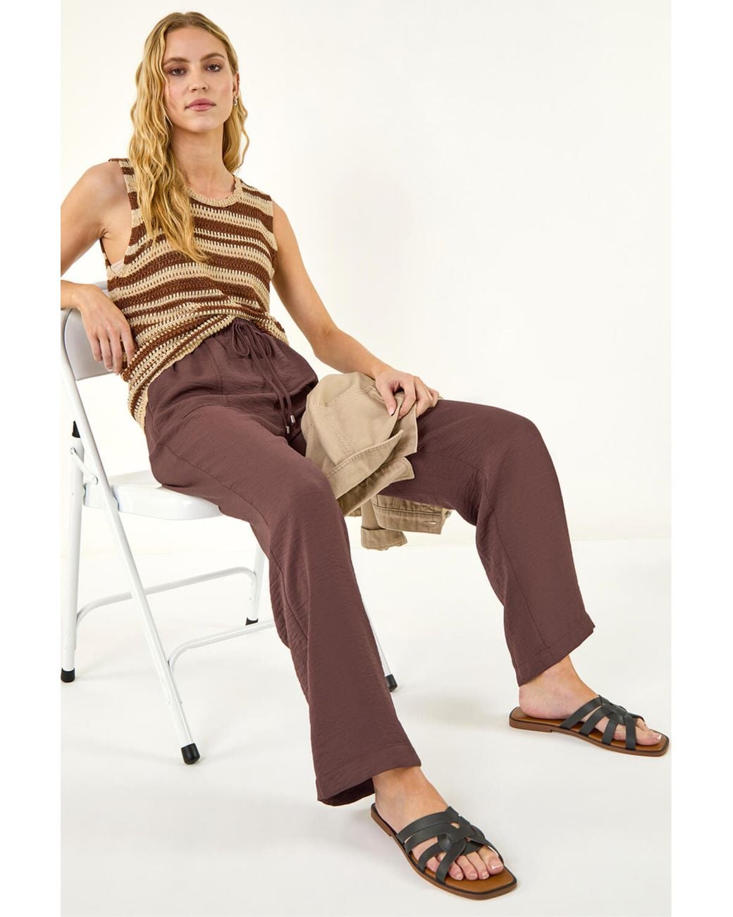Roman Pink Cotton Air Flow Wide Leg Trouser