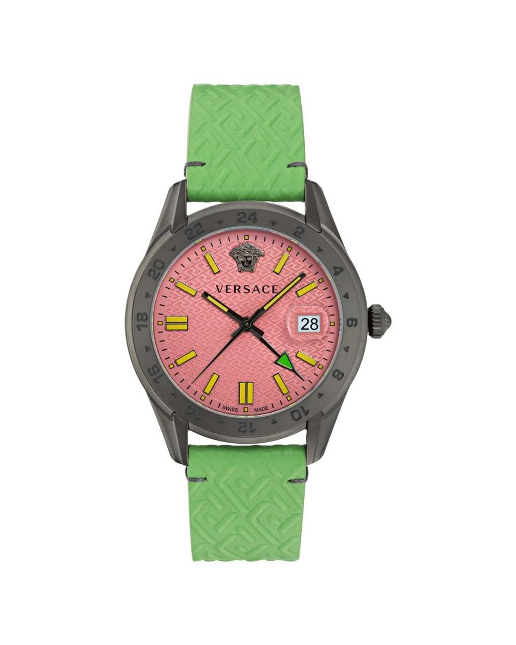Versace Greca Time Gmt Green Watch Ve7c00323 Leather for Men Lyst UK