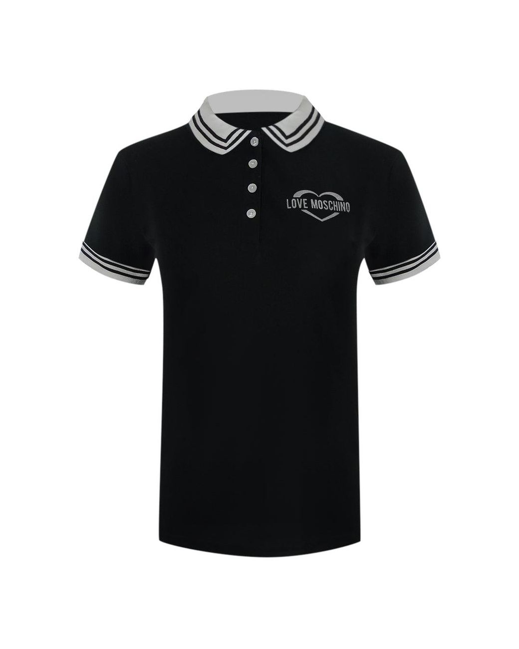 Moschino Black Love Heart Logo Polo Shirt Cotton