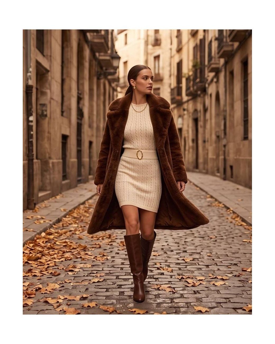 RYVAN Brown Knit Dress