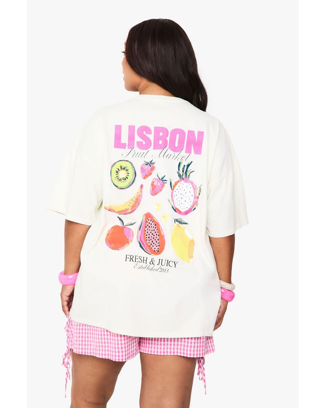 Boohoo White Plus Lisbon Fruit Oversized T-Shirt