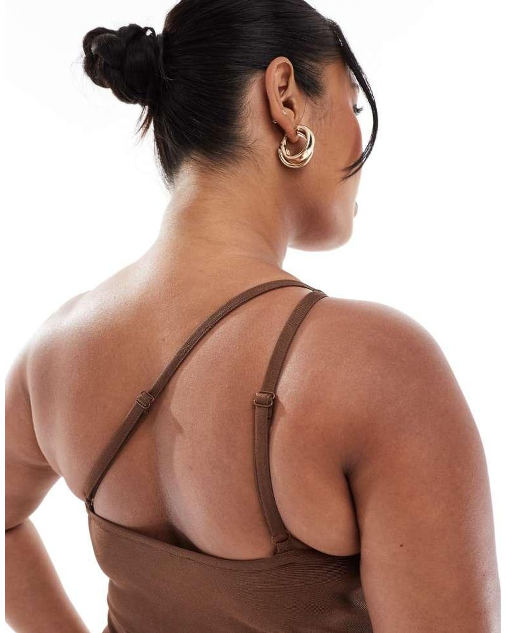 ASOS Brown Design Bandage One Shoulder Midi Dress With Open Back
