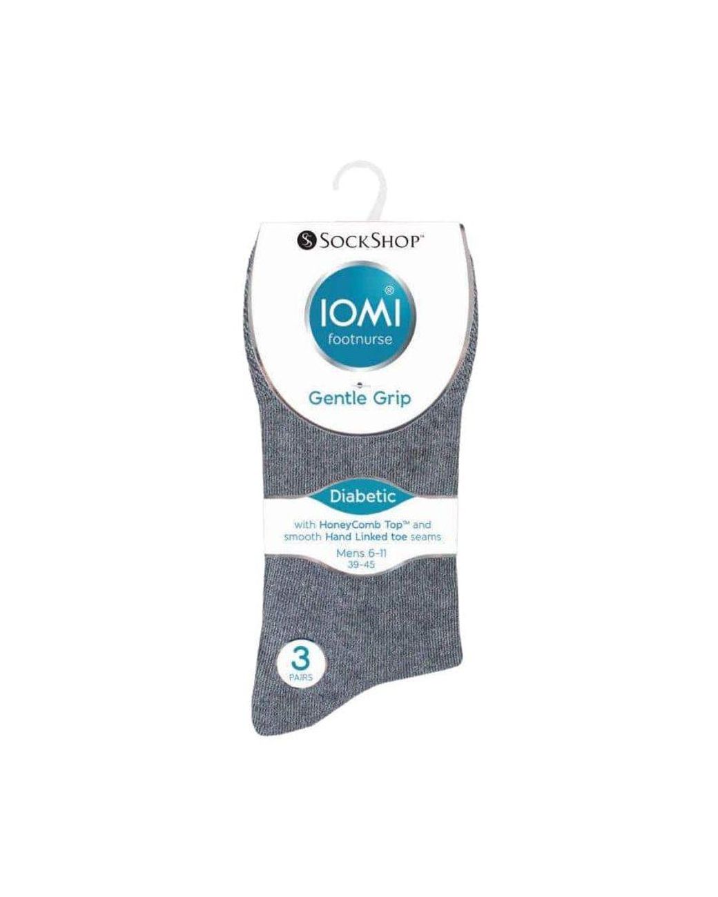 IOMI Black 6 Pack Non Elastic Diabetic Socks With Hand Linked Toe Seams for men