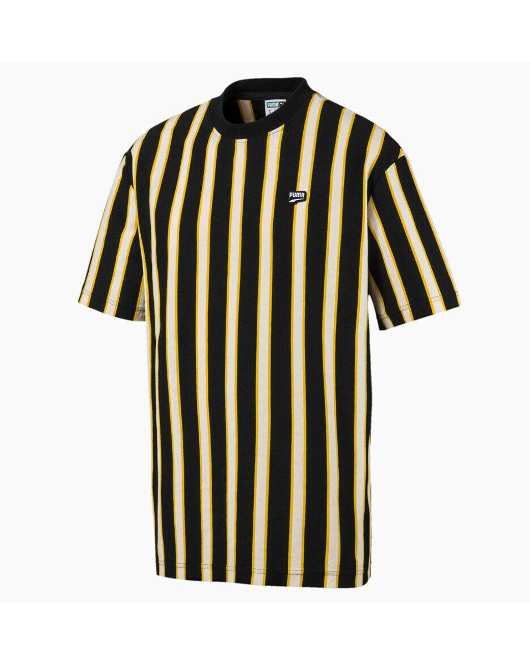 PUMA Black Downtown Stripe Tee Casual T-Shirt 595687 01 for men