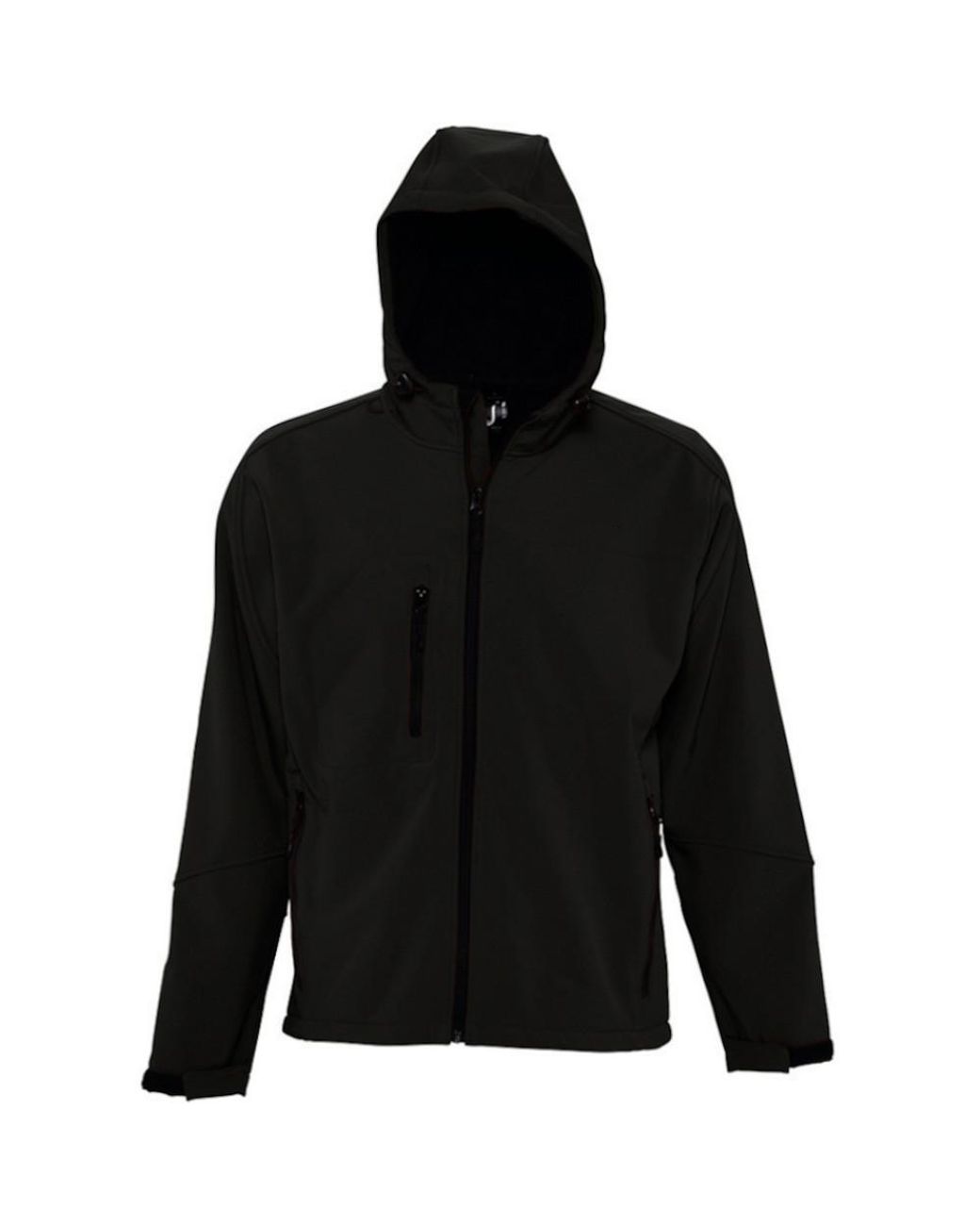 Sol's Black Replay Hooded Soft Shell Jacket (Breathable, Windproof And Water Resistant) for men