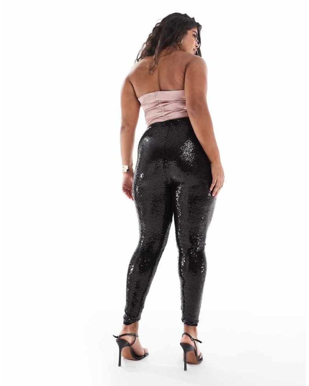 Yours Black Sequin Leggings