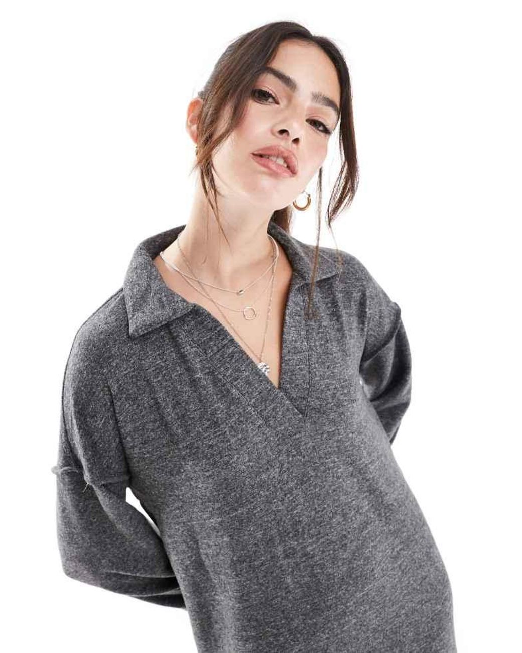 Vero Moda Gray Supersoft Polo Neck Ankle Dress