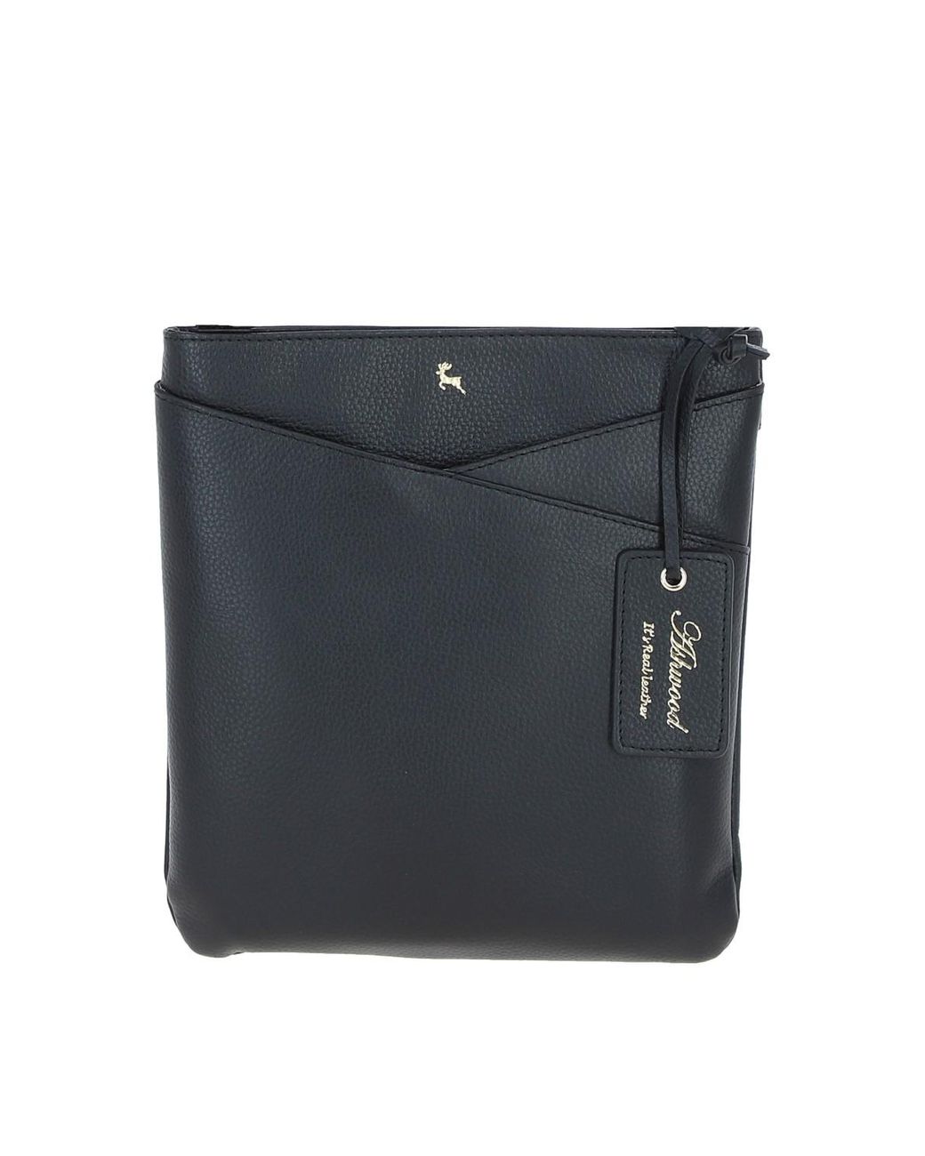 Ashwood Leather Black 'Curvo' Real Crossbody Bag