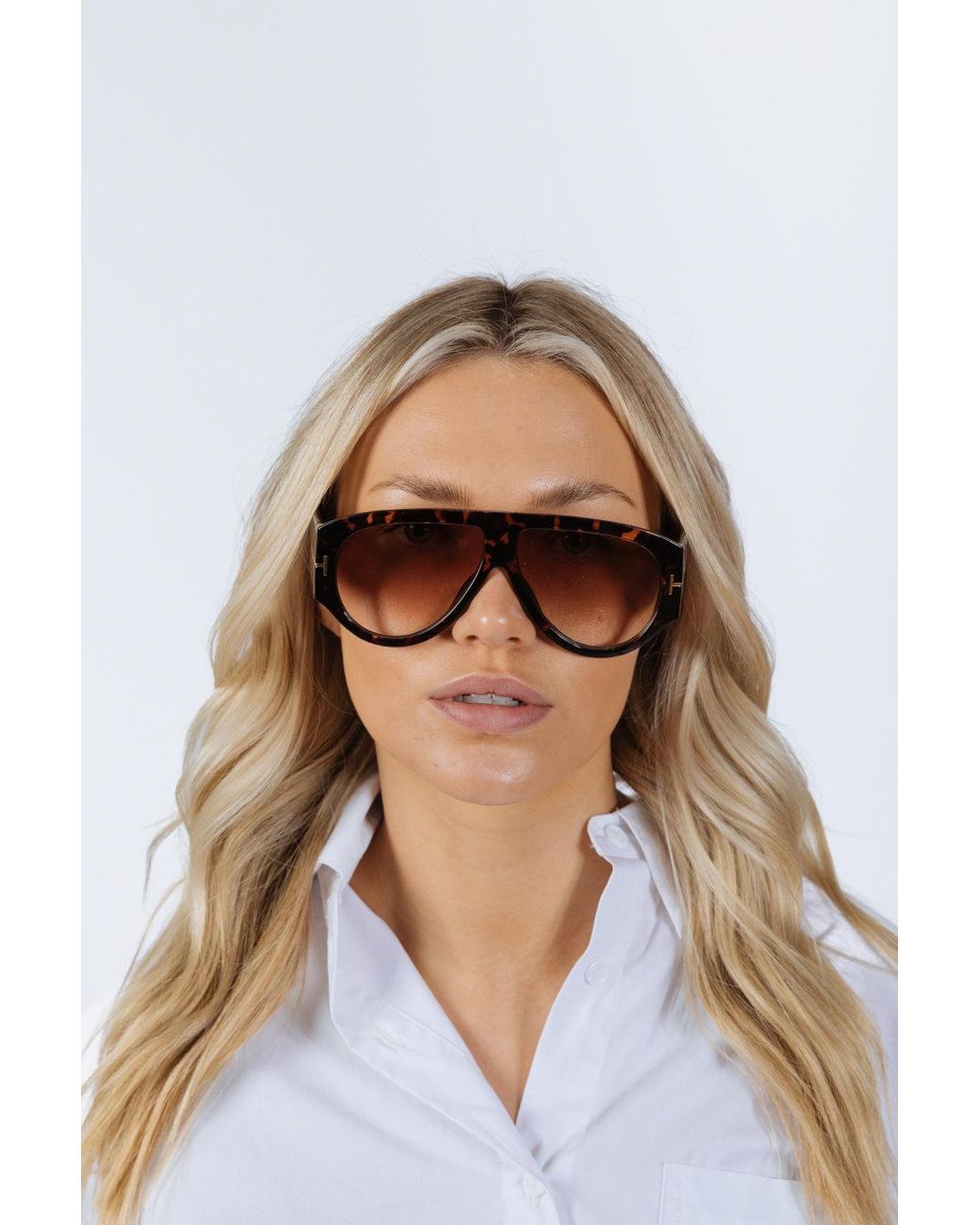 SVNX Brown Oversized Rounded Tortoiseshell Sunglasses