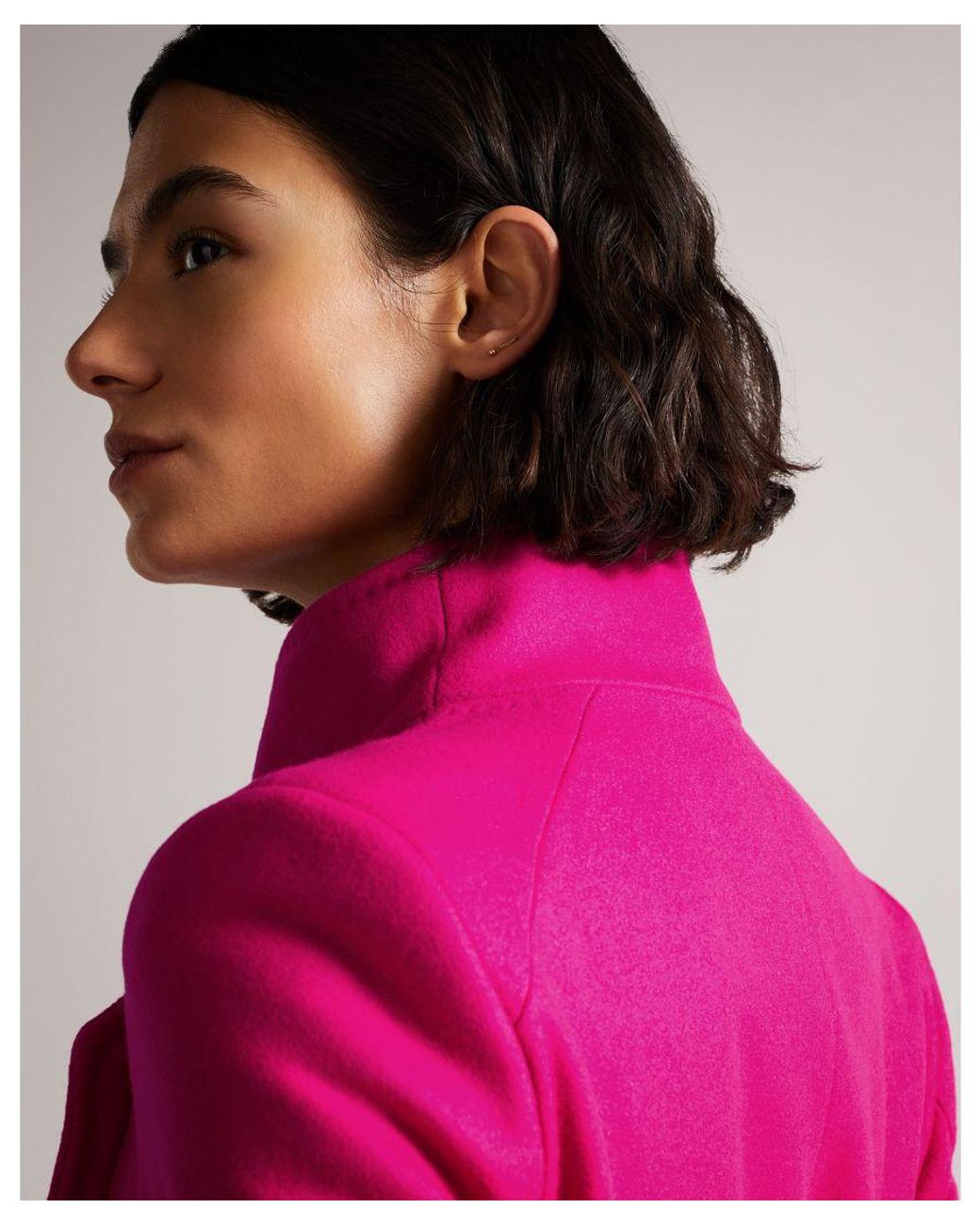 Ted Baker Sandra Long Wool Wrap Coat Bright in Pink Lyst UK