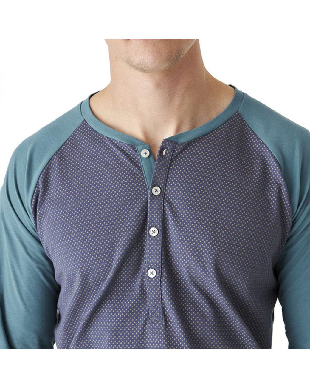 J&j Brothers Blue Jjb12 Long Sleeve Round Neck Cotton Pajamas for men