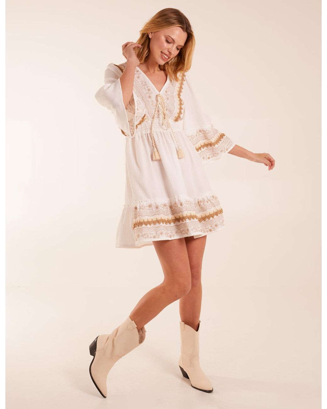 Blue Vanilla Natural Embroidered Dress