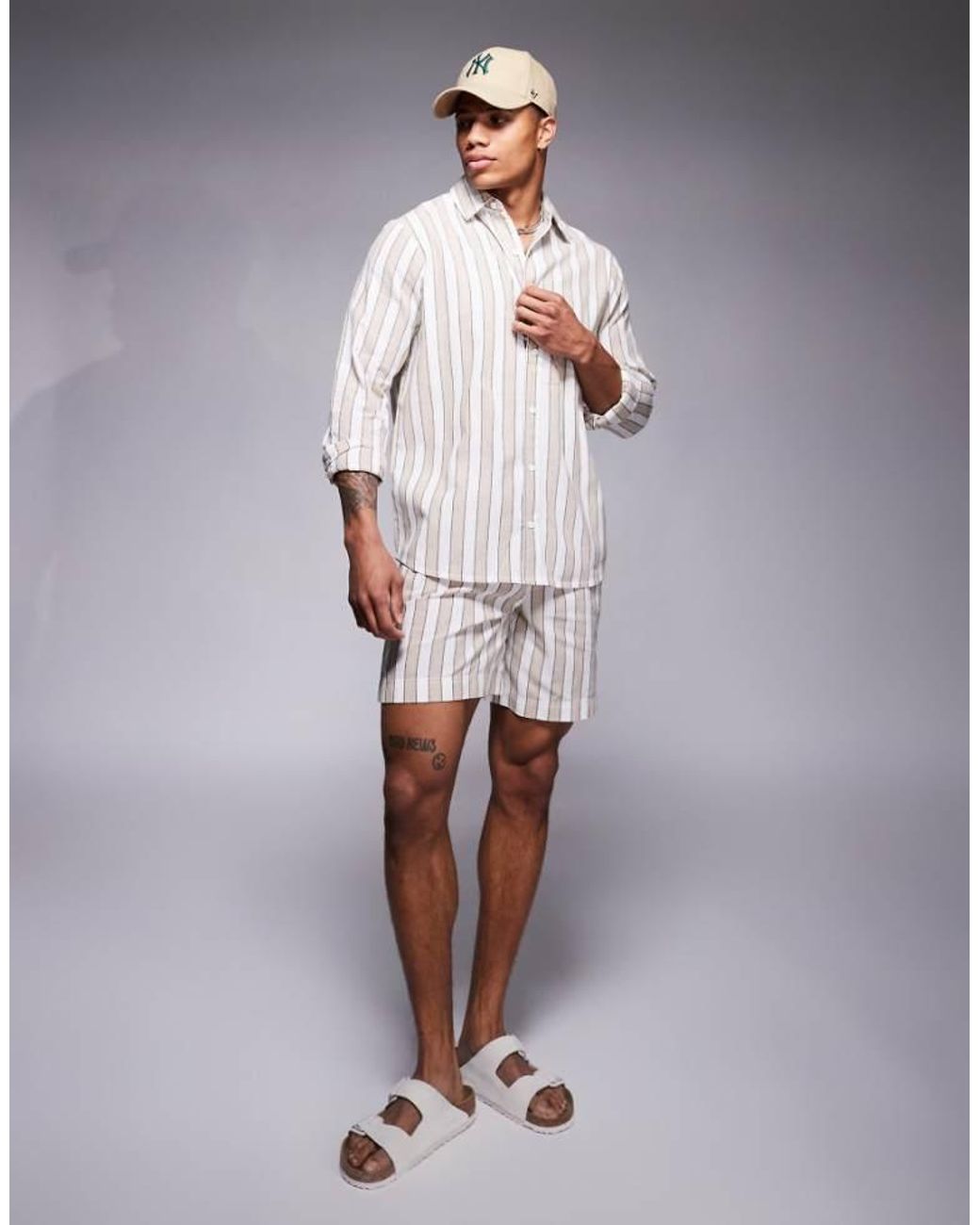 South Beach Natural Drawstring Shorts for men